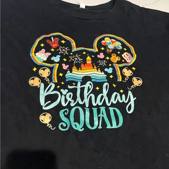 Black Birthday Squad Graphic T-Shirt Short Sleeve XL - Picture 4 of 5